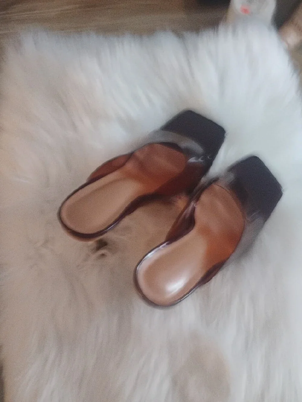 Italian Brown Transparent Slide Heel✨❤️